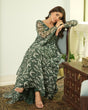 Load image into Gallery viewer, Green Elegant Printed Three-Piece Anarkali Suit ClothsVilla