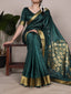 Green Elegant Raw Silk Saree with Zari Weaving Work ClothsVilla