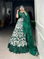 Green Elegant Tussar Silk Ready-to-Wear Gown with Dupatta