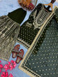 Load image into Gallery viewer, Green Embroidered Faux Georgette Plazzo Set with Sequins Work &amp; Lace Dupatta ClothsVilla