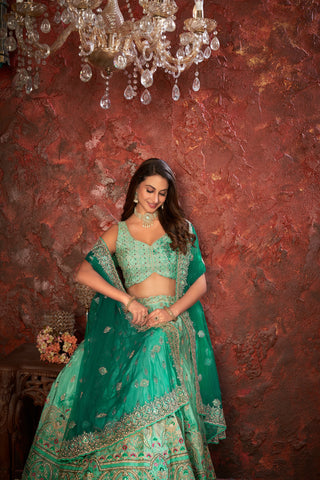 Green Embroidered Girlish Lehenga Choli Set ClothsVilla