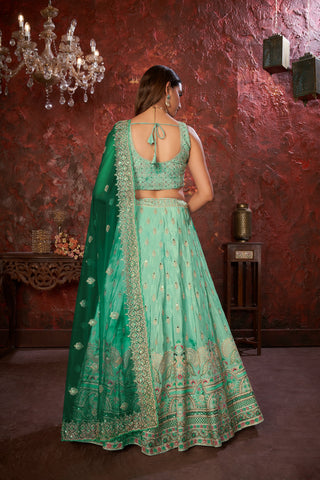 Green Embroidered Girlish Lehenga Choli Set ClothsVilla