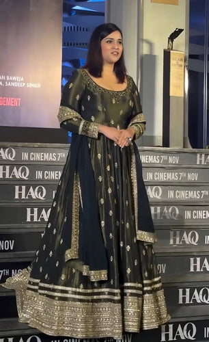 Green Embroidered Gown Set ClothsVilla