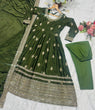 Load image into Gallery viewer, Green Embroidered Gown Set ClothsVilla