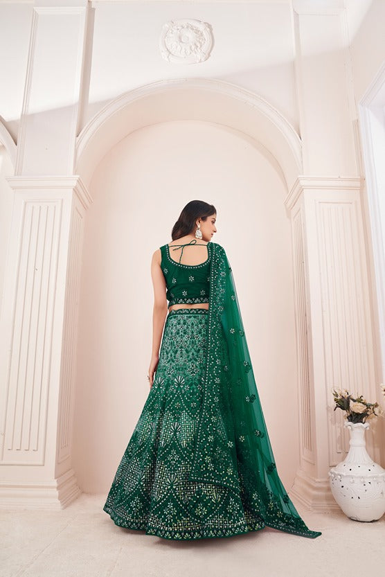 Captivating Green Embroidered Lehenga Choli Set - Perfect for Parties ClothsVilla