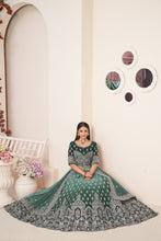 Load image into Gallery viewer, Green Embroidered Lehenga Choli Set - Perfect for Parties ClothsVilla
