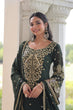 Load image into Gallery viewer, Green Faux Blooming Embroidered Kurti Pant Set ClothsVilla