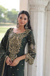 Load image into Gallery viewer, Green Faux Blooming Embroidered Kurti Pant Set ClothsVilla