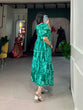 Load image into Gallery viewer, Green Floral Georgette Frock for Effortless Summer Style ClothsVilla