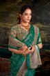 Load image into Gallery viewer, Green Fusion of Madhubani and Bandhej Green Silk Saree with Unstitched Blouse ClothsVilla