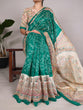 Load image into Gallery viewer, Green Fusion of Madhubani and Bandhej Green Silk Saree with Unstitched Blouse ClothsVilla