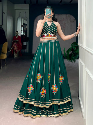 Green Gamthi Work Lehenga Choli ClothsVilla