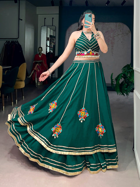 Green Gamthi Work Lehenga Choli ClothsVilla Main image