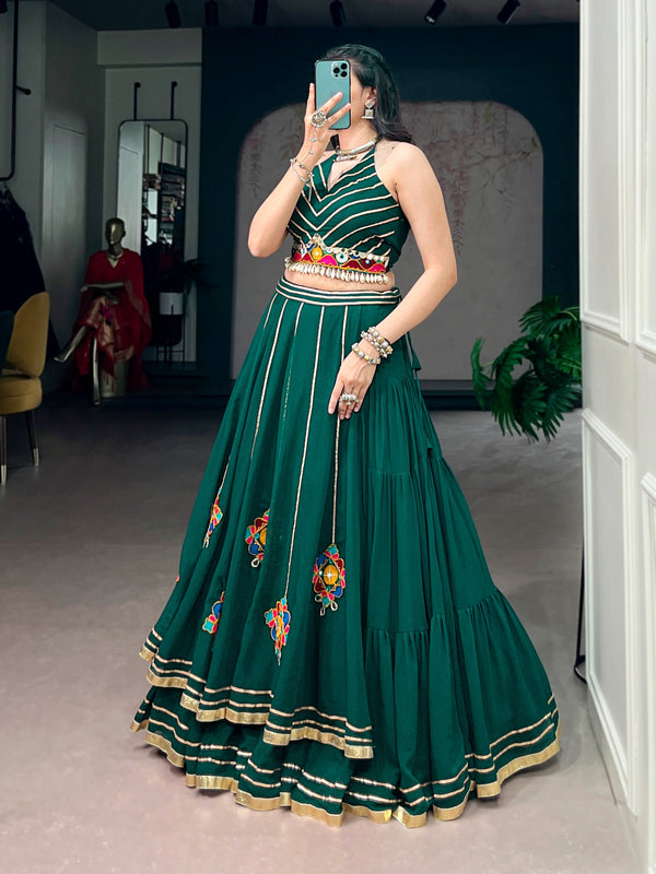 Green Gamthi Work Lehenga Choli ClothsVilla