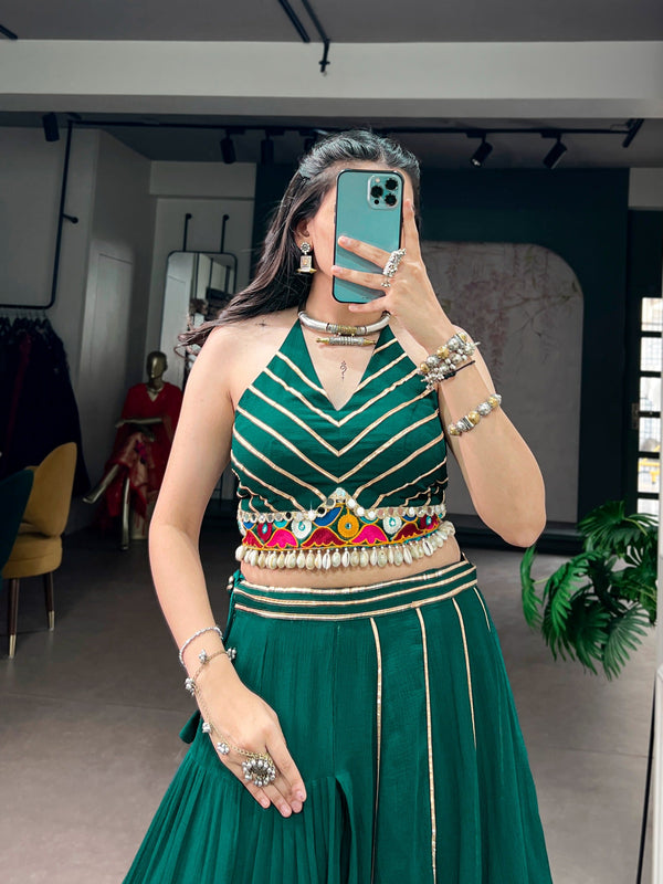 Green Gamthi Work Lehenga Choli ClothsVilla