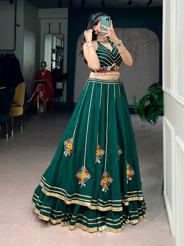 Green Gamthi Work Lehenga Choli ClothsVilla