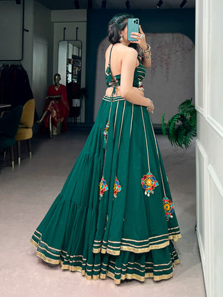 Green Gamthi Work Lehenga Choli ClothsVilla