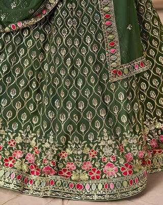 Green Georgette Embroidered Lehenga Choli ClothsVilla