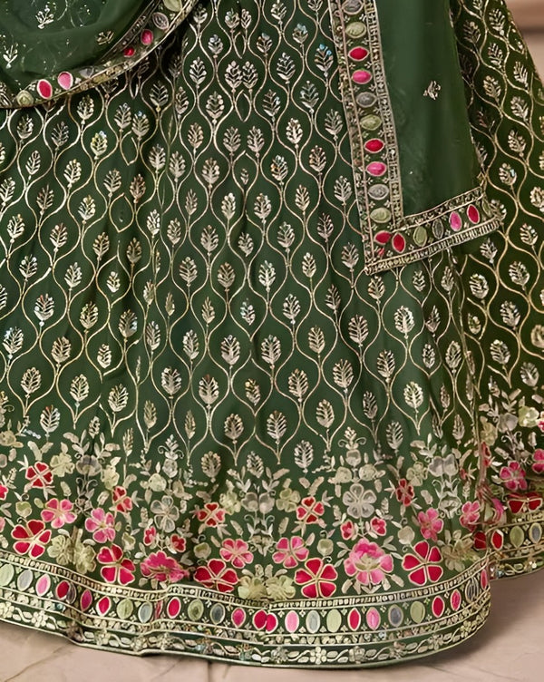 Green Georgette Embroidered Lehenga Choli ClothsVilla