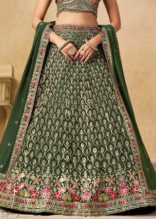 Green Georgette Embroidered Lehenga Choli ClothsVilla
