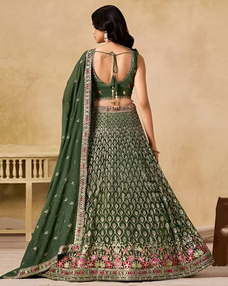 Green Georgette Embroidered Lehenga Choli ClothsVilla