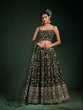 Load image into Gallery viewer, Dark Green Georgette Semi-Stitched Lehenga with 7mm Sequins &amp; Zari Embroidery  Soft Net Dupatta Unstitched Blouse ClothsVilla