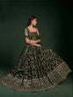 Load image into Gallery viewer, Dark Green Georgette Semi-Stitched Lehenga with 7mm Sequins &amp; Zari Embroidery  Soft Net Dupatta Unstitched Blouse ClothsVilla