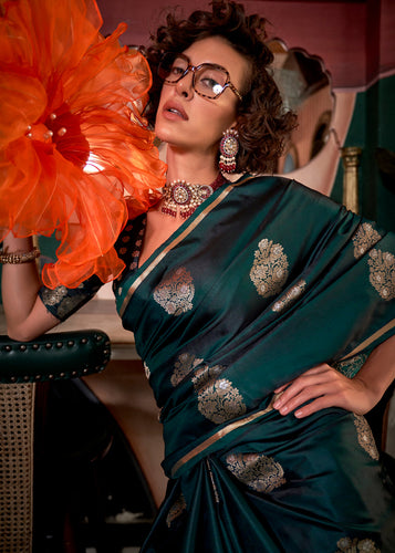 Green Glamorous Satin Silk Saree – Perfect for Cocktail & Dinner Parties ClothsVilla