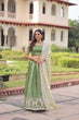 Load image into Gallery viewer, Green Gold Crush Sequins &amp; Zari Embroidered Lehenga Set with 3-Meter Flair, Heavy Dupatta &amp; Unstitched Designer Blouse – Fully Stitched Festive &amp; Wedding Wear Ensemble ClothsVilla
