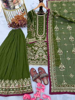 Green Heavy Embroidered Plazzo Set ClothsVilla