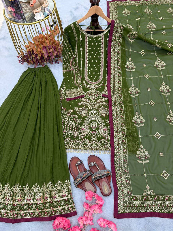 Green Heavy Embroidered Plazzo Set ClothsVilla