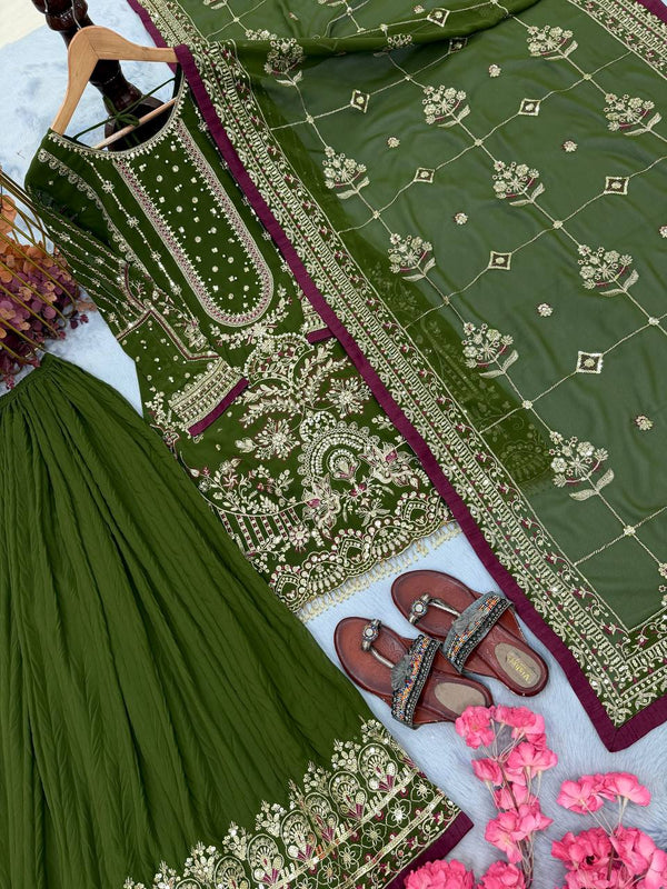 Green Heavy Embroidered Plazzo Set ClothsVilla