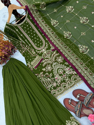 Green Heavy Embroidered Plazzo Set ClothsVilla