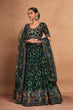 Load image into Gallery viewer, Green Heavy Georgette Embroidered Lehenga Choli Set with Sequins &amp; Net Dupatta ClothsVilla