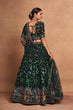 Load image into Gallery viewer, Green Heavy Georgette Embroidered Lehenga Choli Set with Sequins &amp; Net Dupatta ClothsVilla