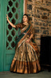Load image into Gallery viewer, Green Jacquard Silk Lehenga Choli Set with Zari Work ClothsVilla