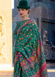 Load image into Gallery viewer, Green Jamawar Woven Organza Silk Saree – Traditional Elegance with Blouse Piece ClothsVilla