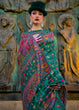 Load image into Gallery viewer, Green Jamawar Woven Organza Silk Saree – Traditional Elegance with Blouse Piece ClothsVilla