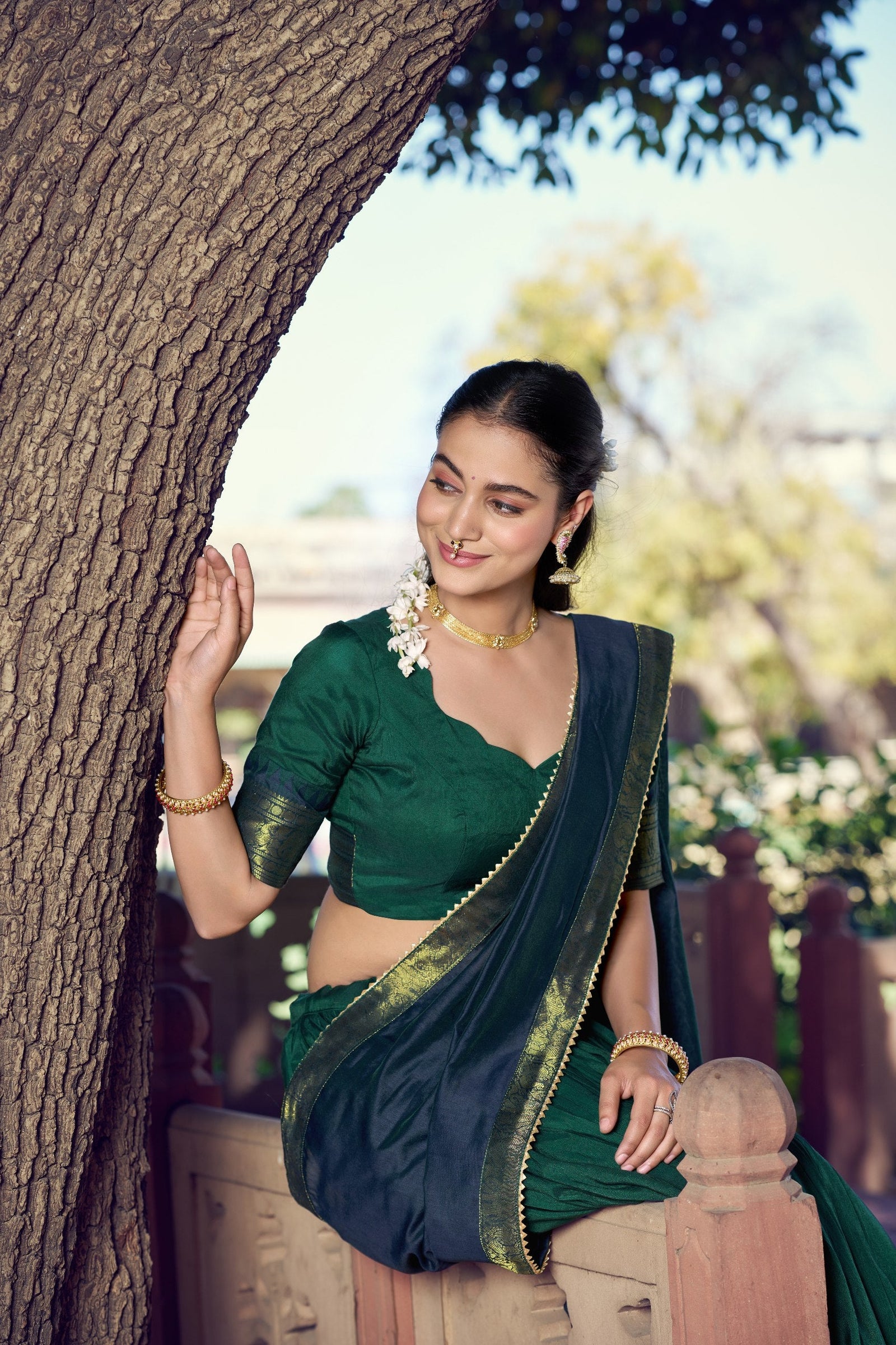Green Kalamkari Print Lehenga Set Clothsvilla