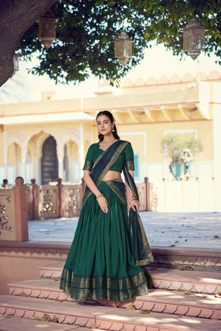 Green Kalamkari Print Lehenga Set Clothsvilla