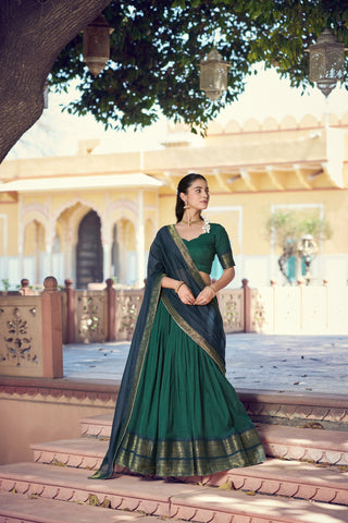 Green Kalamkari Print Lehenga Set Clothsvilla