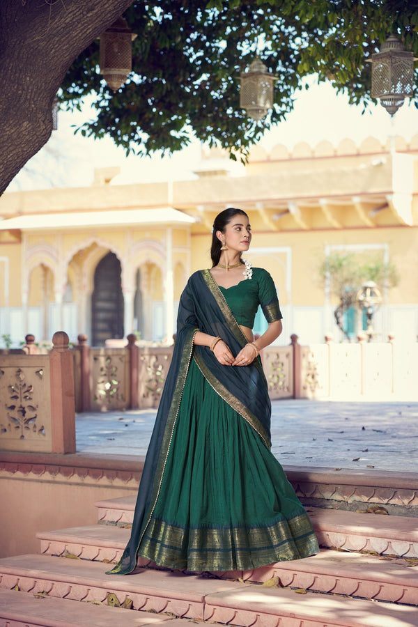 Green Kalamkari Print Lehenga Set Clothsvilla