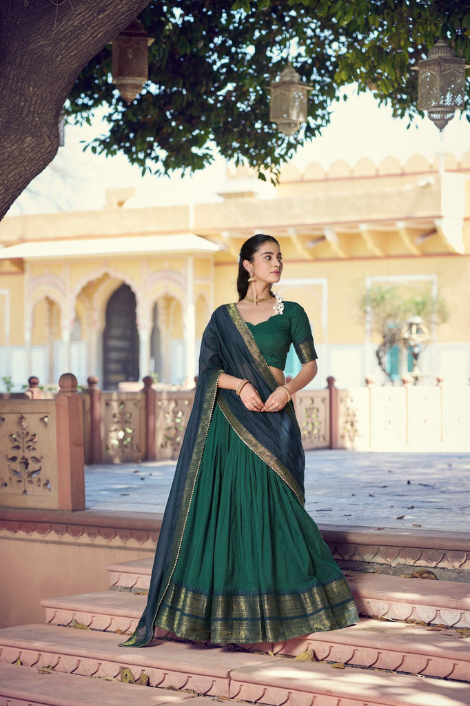 Green Kalamkari Print Lehenga Set Clothsvilla
