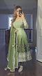 Load image into Gallery viewer, Green legant Dual-Tone Chinon Silk Anarkali Gown Set – Embroidered Party Wear