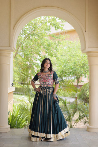 Green Lehenga Choli with Mirror & Gota work ClothsVilla