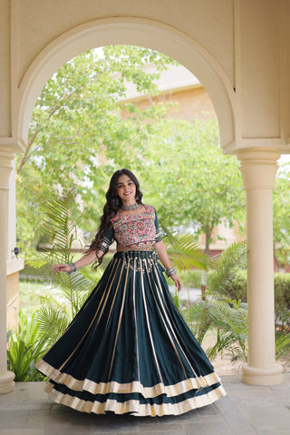 Green Lehenga Choli with Mirror & Gota work ClothsVilla