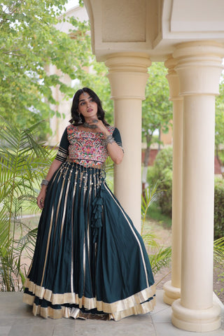 Green Lehenga Choli with Mirror & Gota work ClothsVilla