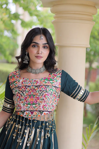 Green Lehenga Choli with Mirror & Gota work ClothsVilla