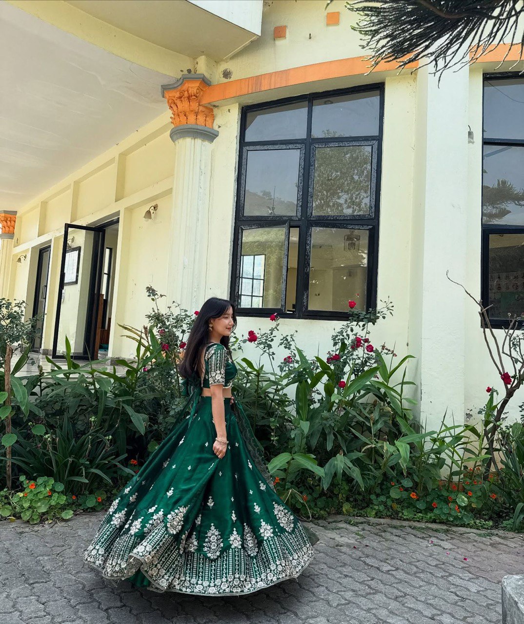 Green Luxurious Jimi Choo Semi-Stitched Lehenga Choli Set Clothsvilla