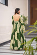 Load image into Gallery viewer, Green Luxury Maslin Digital Print Gown Suit with Micro Cotton Pants ClothsVilla